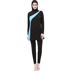 BOZEVON Mulheres 2 Peças Confortável Elegante Muçulmano Modesto Fato de Banho Completo Muçulmano Swimwear Beachwear Burqini Burkini Tankini, Preto + azul, L BOZEVON Mulheres 2 Peças Confortável Elegante Muçulmano Modesto Fato de Banho Completo Muçulmano Swimwear Beachwear Burqini Burkini Tankini, Preto + azul, L