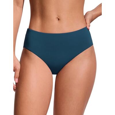 CRZ YOGA Cuecas de biquíni para mulher cuecas de banho básicas de meia altura e cobertura total, Azul e rosa:, 40 CRZ YOGA Cuecas de biquíni para mulher cuecas de banho básicas de meia altura e cobertura total, Azul e rosa:, 40