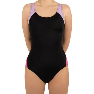 MYLILY Calções de banho menstruais, meninas, adolescentes e mulher desporto costas nadadoras, para piscina, natação e aulas, 2-3 tampões, anti-fugas, neutro ao odor, Oeko-Tex Black/Lilac/Pink, 3XS (158/164) MYLILY Calções de banho menstruais, meninas, adolescentes e mulher desporto costas nadadoras, para piscina, natação e aulas, 2-3 tampões, anti-fugas, neutro ao odor, Oeko-Tex Black/Lilac/Pink, 3XS (158/164)