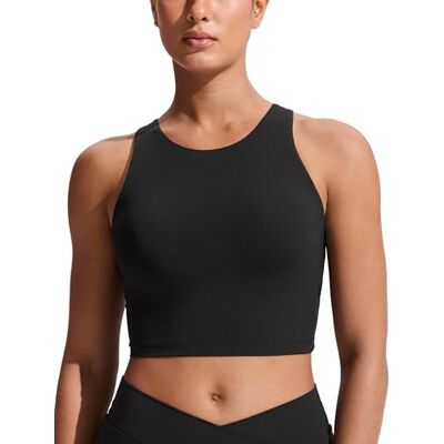 CRZ YOGA Top de biquíni com costas cruzadas para mulher top de fato de banho acolchoado de secagem rápida, Preto CRZ YOGA Top de biquíni com costas cruzadas para mulher top de fato de banho acolchoado de secagem rápida, Preto