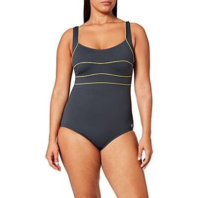 Haute pression Y8003 Fato de banho de uma peça para mulher, Cinzento/amarelo Haute pression Y8003 Fato de banho de uma peça para mulher, Cinzento/amarelo