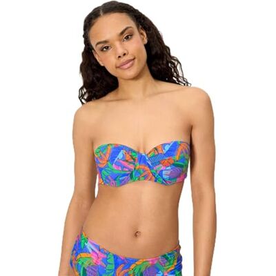 YSABEL MORA . Top biquíni bandeau estampado tropical copo C com aro e enchimento. Alças removíveis com nó no pescoço. Design estampado tropical com detalhe drapeado .Coleção Palms. YSABEL MORA . Top biquíni bandeau estampado tropical copo C com aro e enchimento. Alças removíveis com nó no pescoço. Design estampado tropical com detalhe drapeado .Coleção Palms.