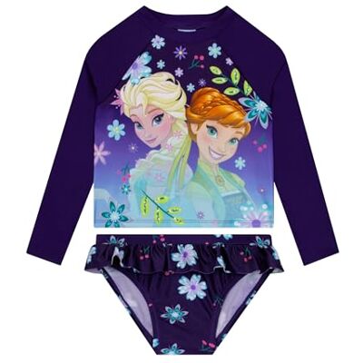 Disney Froze n, fato de banho Elsa e Anna, fato de banho menina natação mangas compridas, azul 3-4 anos Disney Froze n, fato de banho Elsa e Anna, fato de banho menina natação mangas compridas, azul 3-4 anos