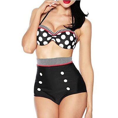 Boolavard Vintage, fato de baush up estilo rockabilly retro, preto/vermelho/branco, S Boolavard Vintage, fato de baush up estilo rockabilly retro, preto/vermelho/branco, S