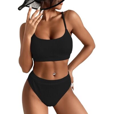 XFSRG Biquíni mulher de cintura alta sexy push up triângulo 2 peças roupa de praia fato de banho verão XFSRG Biquíni mulher de cintura alta sexy push up triângulo 2 peças roupa de praia fato de banho verão