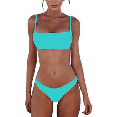 meioro Conjuntos de biquíni para mulher push up biquíni fato de banho de tanga de cintura baixa fatos de banho adequado viagens praia a natação (S, azul) meioro Conjuntos de biquíni para mulher push up biquíni fato de banho de tanga de cintura baixa fatos de banho adequado viagens praia a natação (S, azul)