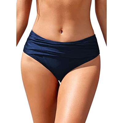 SHEKINI Mulher cuecas de biquíni cintura alta calças parte de baixo biquíni interior cuecas fato de banho, Azul escuro SHEKINI Mulher cuecas de biquíni cintura alta calças parte de baixo biquíni interior cuecas fato de banho, Azul escuro