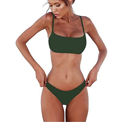 meioro Conjuntos de biquíni para mulher push up biquíni fato de banho de tanga de cintura baixa fatos de banho adequado viagens praia a natação, verde, M meioro Conjuntos de biquíni para mulher push up biquíni fato de banho de tanga de cintura baixa fatos de banho adequado viagens praia a natação, verde, M
