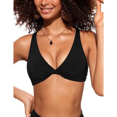 CRZ YOGA Fato de Banho de Biquíni para Mulher com Decote em V, Costas Cruzadas, Top de Natação Acolchoado, Preto CRZ YOGA Fato de Banho de Biquíni para Mulher com Decote em V, Costas Cruzadas, Top de Natação Acolchoado, Preto