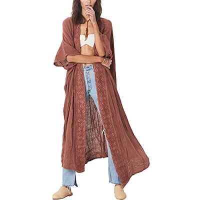 L-Peach Quimono roupa de dormir boémia Kaftan vestido de praia cover up up sarongue para mulher, verde, Tamanho único L-Peach Quimono roupa de dormir boémia Kaftan vestido de praia cover up up sarongue para mulher, verde, Tamanho único