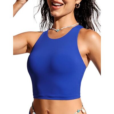 CRZ YOGA Top de biquíni com costas cruzadas para mulher top de fato de banho acolchoado de secagem rápida CRZ YOGA Top de biquíni com costas cruzadas para mulher top de fato de banho acolchoado de secagem rápida