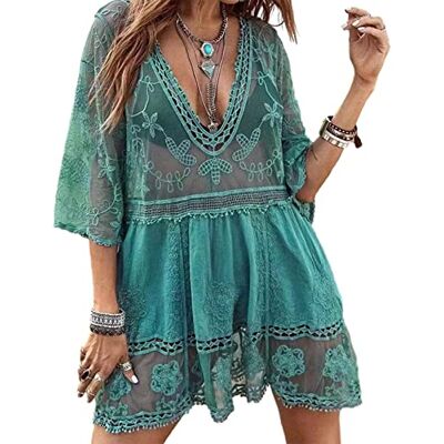 Laughhe Vestido de biquíni decote em V camisa solta de biquíni mulher, mulher de renda croché páreo de praia biquíni cover up fato de banho capa fato de banho roupa biquíni Laughhe Vestido de biquíni decote em V camisa solta de biquíni mulher, mulher de renda croché páreo de praia biquíni cover up fato de banho capa fato de banho roupa biquíni