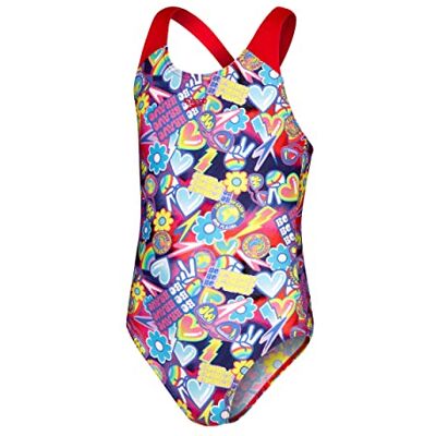 Speedo Fato de banho digital para menina, cor azul e rosa Speedo Fato de banho digital para menina, cor azul e rosa