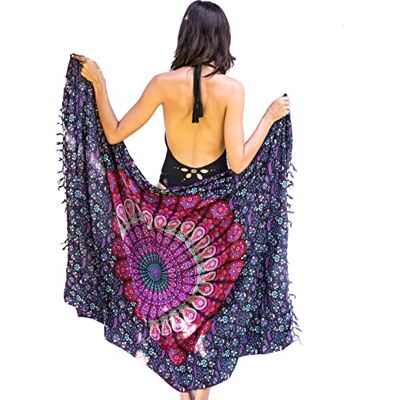 ART Pareo de praia para mulher boho biquíni cover up capa envolvente saia sarongue xaile vestido piscina férias de fato de banho tapeçaria boémia pendurar na parede 180 x 115 cm ART Pareo de praia para mulher boho biquíni cover up capa envolvente saia sarongue xaile vestido piscina férias de fato de banho tapeçaria boémia pendurar na parede 180 x 115 cm