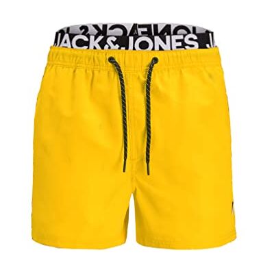 JACK & JONES Jjiaruba Jjswimshorts AKM Db WB Solid fatos de banho justos para homem, Amarelo (Minion Yellow), XXL JACK & JONES Jjiaruba Jjswimshorts AKM Db WB Solid fatos de banho justos para homem, Amarelo (Minion Yellow), XXL