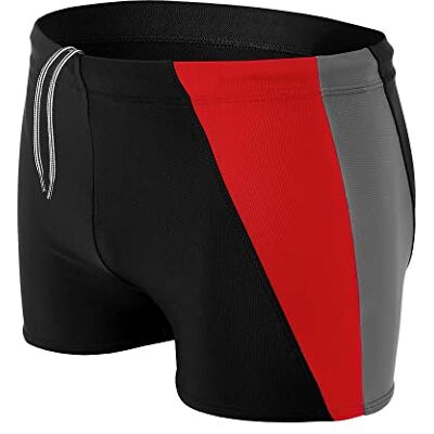 Aquarti Calções de banho desportivos para homem tipo boxer, Preto / grafite / vermelho, XL Aquarti Calções de banho desportivos para homem tipo boxer, Preto / grafite / vermelho, XL