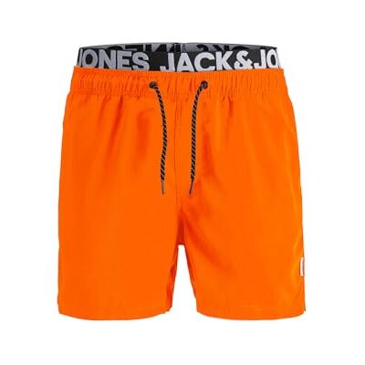 JACK & JONES Jjiaruba Jjswimshorts AKM Db WB Solid Fato de banho, laranja (Shocking Orange), M JACK & JONES Jjiaruba Jjswimshorts AKM Db WB Solid Fato de banho, laranja (Shocking Orange), M