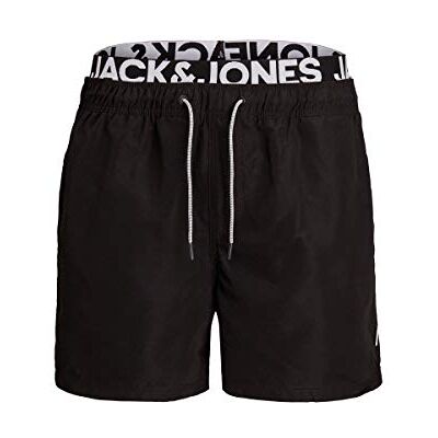 JACK & JONES Jjiaruba AKM Db WB Solid Jjjswimcalções Calções de banho justos para homem, preto, L JACK & JONES Jjiaruba AKM Db WB Solid Jjjswimcalções Calções de banho justos para homem, preto, L