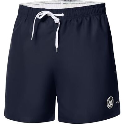 Ladeheid Calções de banho masculinos calções desportivos de natação com forro interior de malha, secagem rápida, cintura com cordão e bolsos, confortáveis para praia, piscina ou ginásio LA40-198, Azul Ladeheid Calções de banho masculinos calções desportivos de natação com forro interior de malha, secagem rápida, cintura com cordão e bolsos, confortáveis para praia, piscina ou ginásio LA40-198, Azul