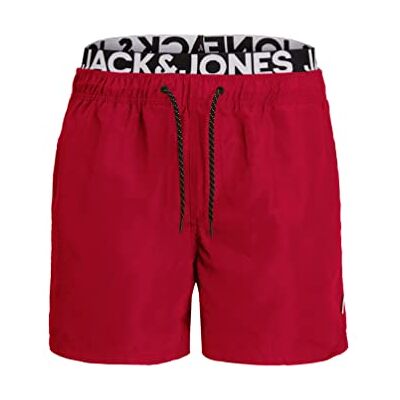 JACK & JONES Jjiaruba Jjswimshorts AKM Db WB Solid fatos de banho justos para homem, Vermelho (Rio Red)., XXL JACK & JONES Jjiaruba Jjswimshorts AKM Db WB Solid fatos de banho justos para homem, Vermelho (Rio Red)., XXL