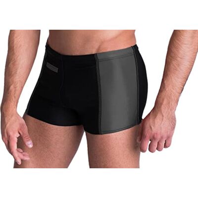 Aquarti Calções de banho para homem tipo boxer com bolso, preto / cinza Aquarti Calções de banho para homem tipo boxer com bolso, preto / cinza