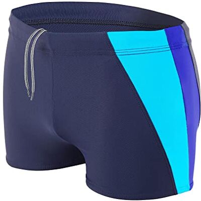 Aquarti Calções de banho desportivos para homem tipo boxer, Azul escuro / azul brilhante / turquesa Aquarti Calções de banho desportivos para homem tipo boxer, Azul escuro / azul brilhante / turquesa