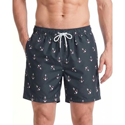 maamgic Calções de banho para homem, calções de banho para férias na praia, secagem rápida, piscina, natação, peixe, âncora S Negro Ancla maamgic Calções de banho para homem, calções de banho para férias na praia, secagem rápida, piscina, natação, peixe, âncora S Negro Ancla