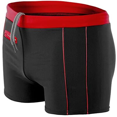 Aquarti Fato de banho para homem tipo boxer, Preto e vermelho Aquarti Fato de banho para homem tipo boxer, Preto e vermelho
