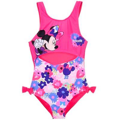 Disney Minnie Mouse Fato de banho para menina, fato de banho floral, natação infantil, tamanhos 3 a 8 anos Disney Minnie Mouse Fato de banho para menina, fato de banho floral, natação infantil, tamanhos 3 a 8 anos