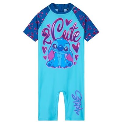 Disney Stitch Fato de banho único para meninas com mangas curtas presente Disney Stitch Fato de banho único para meninas com mangas curtas presente