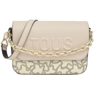 TOUS Bolsa tiracolo de pele com corrente dourada, design Kaos, cor bege TOUS Bolsa tiracolo de pele com corrente dourada, design Kaos, cor bege
