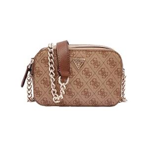 GUESS Noelle II Crossbody Camera, mala de mão mulher, Logotipo latte/castanho, Tamanho único GUESS Noelle II Crossbody Camera, mala de mão mulher, Logotipo latte/castanho, Tamanho único