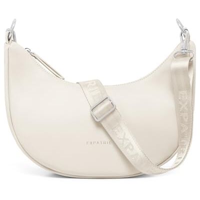 Expatrié Mala de Bandolera Mulher Lea Small Half Moon Bag Riñonera de Meia Lua Mala de Ombro Redonda de Couro Vegano Repelente à Água, Creme Expatrié Mala de Bandolera Mulher Lea Small Half Moon Bag Riñonera de Meia Lua Mala de Ombro Redonda de Couro Vegano Repelente à Água, Creme