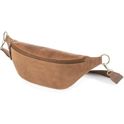 Berliner Bags Mona Bolsa de cintura e bolsa tiracolo de couro autêntica unissexo, com fecho de correr YKK, alça ajustável e design compacto para viagens e uso diário, Camelo, Vintage Berliner Bags Mona Bolsa de cintura e bolsa tiracolo de couro autêntica unissexo, com fecho de correr YKK, alça ajustável e design compacto para viagens e uso diário, Camelo, Vintage