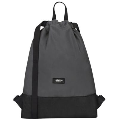 LARKSON Mala de desporto para homem e mulher cinzento Nº 7 bolsa infantil com cordão mochila pequena de tecido para ginásio material reciclado LARKSON Mala de desporto para homem e mulher cinzento Nº 7 bolsa infantil com cordão mochila pequena de tecido para ginásio material reciclado