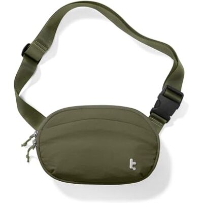 tomtoc Bolsa de cintura com bloqueio RFID, bolsa de cintura cruzada de 1,5 l para mulheres e homens, bolsa de cintura com alça ajustável para viagens e caminhadas, verde tomtoc Bolsa de cintura com bloqueio RFID, bolsa de cintura cruzada de 1,5 l para mulheres e homens, bolsa de cintura com alça ajustável para viagens e caminhadas, verde