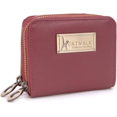 Catwalk Collection Handbags Carteira pequena de pele porta-moedas com fecho de correr para mulher 13 ranhuras para cartões proteção RFID , Porta-moedas Catwalk Collection Handbags Carteira pequena de pele porta-moedas com fecho de correr para mulher 13 ranhuras para cartões proteção RFID , Porta-moedas