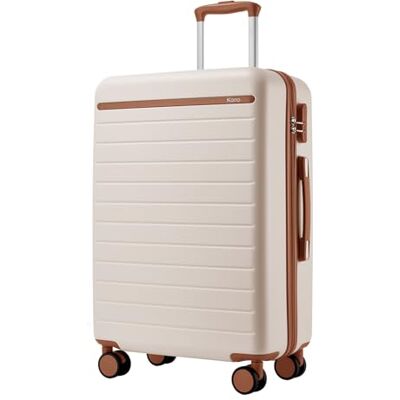 Kono Mala média 66,5 cm, mala leve de composto ABS+PC, bagagem de mão com 4 rodas, branco Kono Mala média 66,5 cm, mala leve de composto ABS+PC, bagagem de mão com 4 rodas, branco