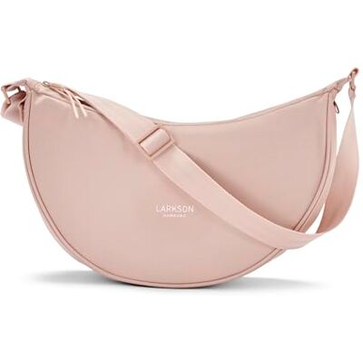 LARKSON Bolsa de tiracolo mulher rosa Solveig Medium bolsa bolsa bolsa de cintura de meia lua mala de lazer moderna para viagens, trabalho compartimentos grandes alça ajustável LARKSON Bolsa de tiracolo mulher rosa Solveig Medium bolsa bolsa bolsa de cintura de meia lua mala de lazer moderna para viagens, trabalho compartimentos grandes alça ajustável