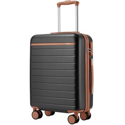 Kono Mala de cabine 55 x 40 x 20 cm, mala leve de composto ABS PC, bagagem de mão com 4 rodas, cinzento Kono Mala de cabine 55 x 40 x 20 cm, mala leve de composto ABS PC, bagagem de mão com 4 rodas, cinzento