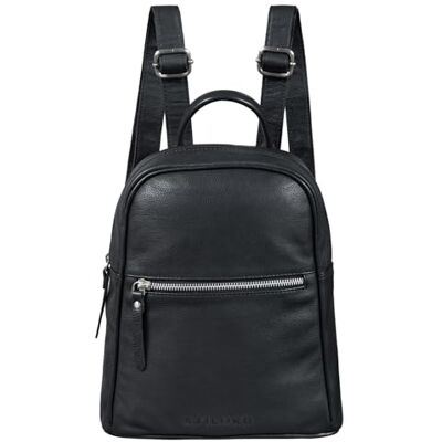 STILORD 'Scarlett' Mochila mulher pequena couro mala de mão ombro para sair diário ou trabalho de pele autêntica, Preto, S, Vintage STILORD 'Scarlett' Mochila mulher pequena couro mala de mão ombro para sair diário ou trabalho de pele autêntica, Preto, S, Vintage