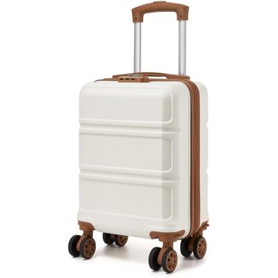 Kono Mala de cabine ABS+PC, rodas silenciosas 360° e pega telescópica bagagem de mão, Creme claro, Moderno e minimalista Kono Mala de cabine ABS+PC, rodas silenciosas 360° e pega telescópica bagagem de mão, Creme claro, Moderno e minimalista
