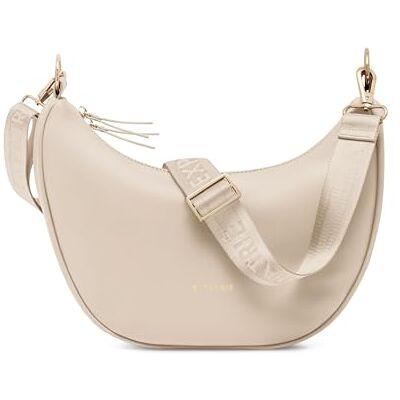 Expatrié Mala de ombro mulher Lea Medium Half Moon Bag bolsa de cintura de meia lua mala de ombro redonda de pele vegana repelente de água Expatrié Mala de ombro mulher Lea Medium Half Moon Bag bolsa de cintura de meia lua mala de ombro redonda de pele vegana repelente de água