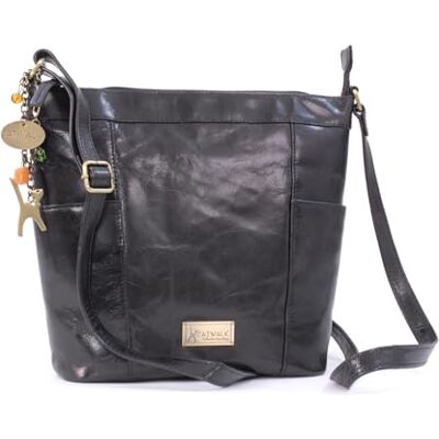 Catwalk Collection Handbags Mala de tiracolo de pele Tote Bag médio de mulher mala de mão diária preto Catwalk Collection Handbags Mala de tiracolo de pele Tote Bag médio de mulher mala de mão diária preto