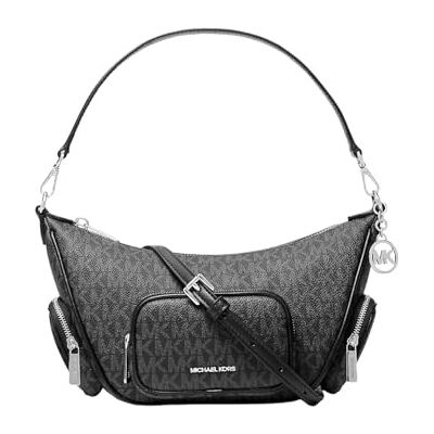 Michael Kors Merritt Small Signature Logo descapotável Shoulder Bag Black Michael Kors Merritt Small Signature Logo descapotável Shoulder Bag Black