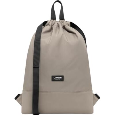 LARKSON Mala de desporto para homem e mulher Nº 7 bolsa infantil com cordão mochila pequena de tecido para ginásio material reciclado, Gravel, Casual LARKSON Mala de desporto para homem e mulher Nº 7 bolsa infantil com cordão mochila pequena de tecido para ginásio material reciclado, Gravel, Casual