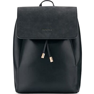 Expatrié Mochila mulher Estelle mochila pequena para meninas casual moda mini bolsa de couro PU mochilas para mulheres repelente à água, Preto, Tamanho único Expatrié Mochila mulher Estelle mochila pequena para meninas casual moda mini bolsa de couro PU mochilas para mulheres repelente à água, Preto, Tamanho único
