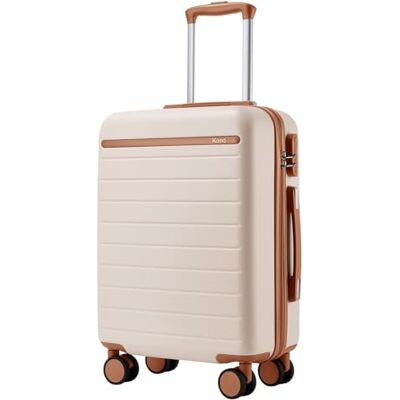 Kono Mala de cabine 55 x 40 x 20 cm, mala leve de composto ABS PC, bagagem de mão com 4 rodas, branco Kono Mala de cabine 55 x 40 x 20 cm, mala leve de composto ABS PC, bagagem de mão com 4 rodas, branco