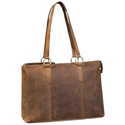 STILORD Bolsa Shopper mulher de pele genuína grande malas tiracolo couro mala de ombro Tote Bag Shopper mala de mão mala portátil mulher 16 polegadas cor: vinto castanho STILORD Bolsa Shopper mulher de pele genuína grande malas tiracolo couro mala de ombro Tote Bag Shopper mala de mão mala portátil mulher 16 polegadas cor: vinto castanho