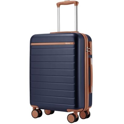 Kono Mala de cabine 55 x 40 x 20 cm, mala leve de composto ABS PC, bagagem de mão com 4 rodas, azul Kono Mala de cabine 55 x 40 x 20 cm, mala leve de composto ABS PC, bagagem de mão com 4 rodas, azul